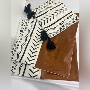 Brown and White Patterned decorative pillow covers